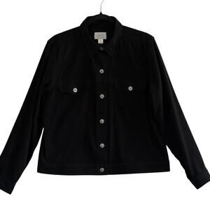 Christopher Banks Black Career Shacket Jacket Women M Minimal Silver Button READ